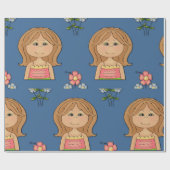 Papier Cadeau Fille Et Fleurs (Plat)