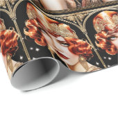 Papier Cadeau Fille flapper des années 1920, Gatsby le magnifiqu (Coin rond)