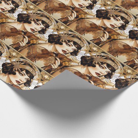 Papier Cadeau Fille flapper des années 1920, Gatsby le magnifiqu (Coin)