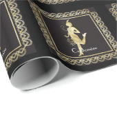 Papier Cadeau Fille Flapper des années 1920 Thunder_Cove (Coin rond)