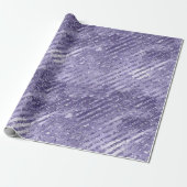 Papier Cadeau Fille Glam Purple Parties scintillant rayures Anni (Déroulé)