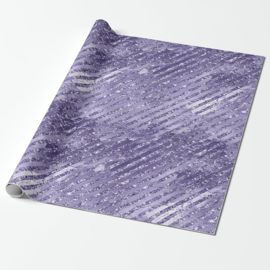 Papier Cadeau Fille Glam Purple Parties scintillant rayures Anni (Déroulé)
