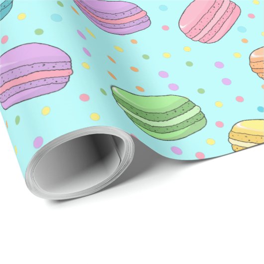 Papier Cadeau Fille Joli Macaron Français Cookie Patissier (Coin rond)