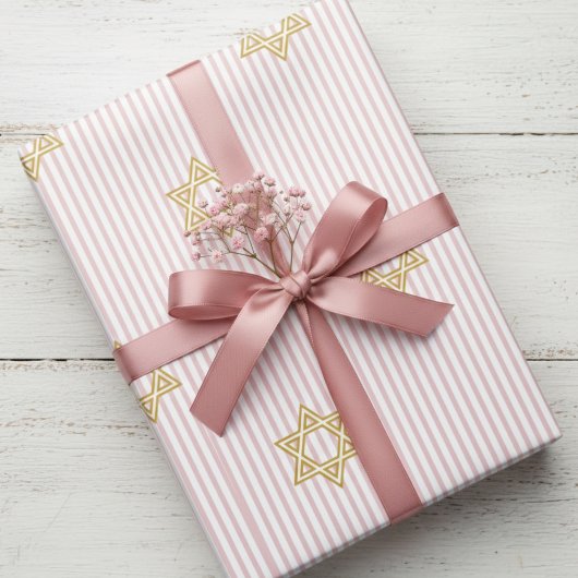 Papier Cadeau Fille juive bébé Simchat Bat Brit Bat rose