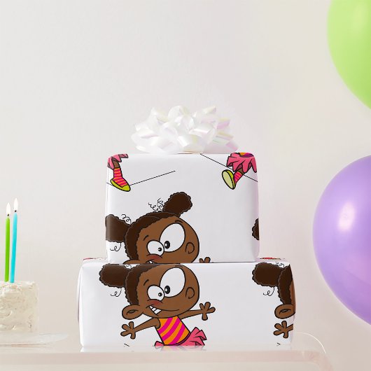 Papier Cadeau Fille Marchant Sur Une Tightrope