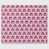 Papier Cadeau Fille mignonne aux points (Plat)