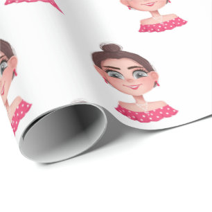Papier Cadeau Fille mignonne aux yeux grands