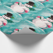 Papier Cadeau Fille mignonne de bonhomme de neige (Coin)