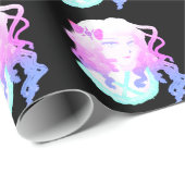 Papier Cadeau Fille mignonne déplaisante en pastel de Kawaii de (Coin rond)