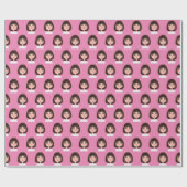 Papier Cadeau Fille mignonne en rose (Plat)