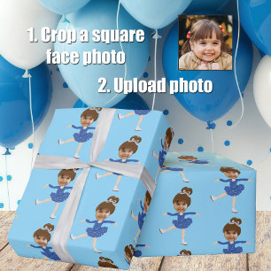 Papier Cadeau Fille mignonne patinant sur glace Photo personnali