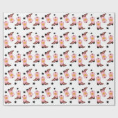 Papier Cadeau Fille moderne fille rose fille Bottes occidentales (Plat)