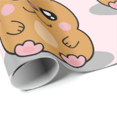 Papier Cadeau Fille naine mignonne de bande dessinée de hamster (Coin rond)