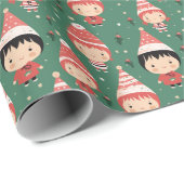 Papier Cadeau Fille Noël (Coin rond)