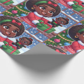 Papier Cadeau Fille noire avec papier d'emballage de poupée noir (Coin)