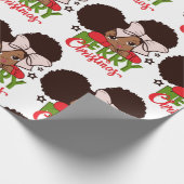 Papier Cadeau Fille noire de Noël Afro Papier à envelopper (Coin)