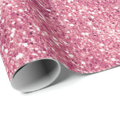 Papier Cadeau Fille Parties scintillant rose étincelle Glitz (Coin rond)