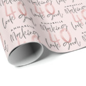 Papier Cadeau Fille parties scintillant rose moderne design 40e  (Coin rond)