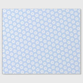 Papier Cadeau Fille Pastel Bleu Cartoon Blanc Daisy Floral (Plat)
