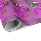 Papier Cadeau Fille Père Noël Dragon rose (Coin rond)