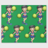 Papier Cadeau Fille pom-pom girl (Plat)