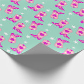 Papier Cadeau Fille rose Fille moderne poupée Western Boots Mint (Coin)