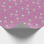 Papier Cadeau Fille rose florale licorne magique (Coin)