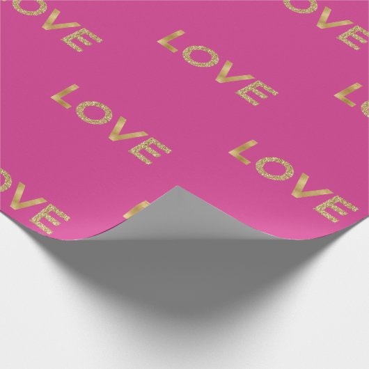 Papier Cadeau Fille rose or Parties scintillant amour (Coin)