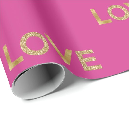 Papier Cadeau Fille rose or Parties scintillant amour (Coin rond)