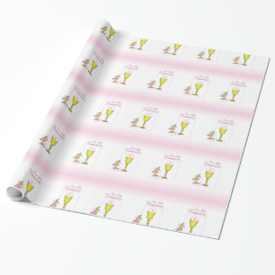 Papier Cadeau Fille Rose Première Communion, Calice, Hostie, Ros