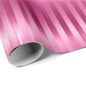 Papier Cadeau Fille rose rayures Anniversaire (Coin rond)