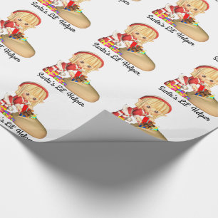 Papier Cadeau Fille rouge Elf de la petite aide de Père Noël