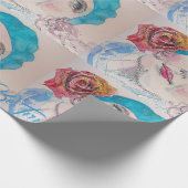 Papier Cadeau Fille Rouge Rose Beret Soyez Vrai À Vous Enveloppe (Coin)