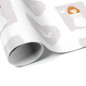Papier Cadeau Fille rousse de la colombe communion (Coin rond)