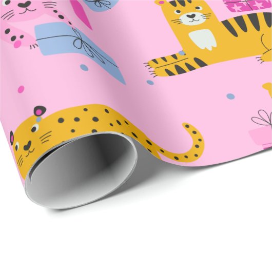 Papier Cadeau Fille sauvage un premier anniversaire papier d'env (Coin rond)