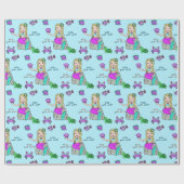 Papier cadeau fille Sirène et créatures marines (Plat)