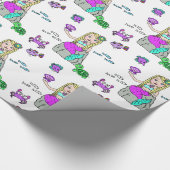 Papier cadeau fille Sirène et créatures marines (Coin)