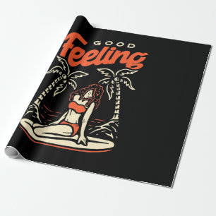 Papier Cadeau Fille surfeur bonne humeur