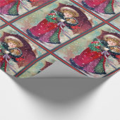 Papier Cadeau Fille victorienne avec Noël de chiot (Coin)