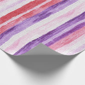 Papier Cadeau Fille violet rose rouge vif rayures (Coin)