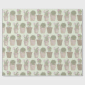 Papier Cadeau Filles Cactus mignonnes Portant Des Bijoux (Plat)