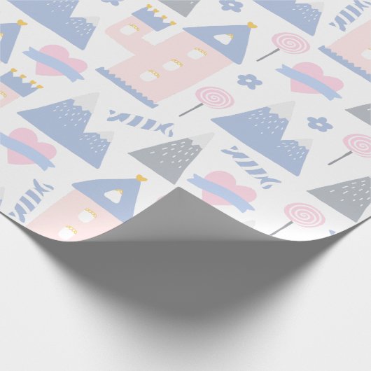 Papier Cadeau Filles Châteaux et Lollipops roses Envelopper le p (Coin)
