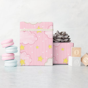 Papier Cadeau Filles Ciel Rose