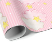 Papier Cadeau Filles Ciel Rose (Coin rond)