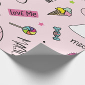 Papier Cadeau Filles concept amusant avec licorne, flamingo, cac (Coin)