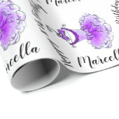 Papier Cadeau Filles d'art encastrées dans la robe de fête viole (Coin rond)