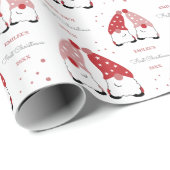Papier Cadeau Filles de bébé premiers Gnomes de Noël rose rouge (Coin rond)