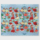 Papier Cadeau Filles de Noël Vintage (Plat)