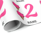 Papier Cadeau Filles Deuxième fête d'anniversaire Crème de glace (Coin rond)