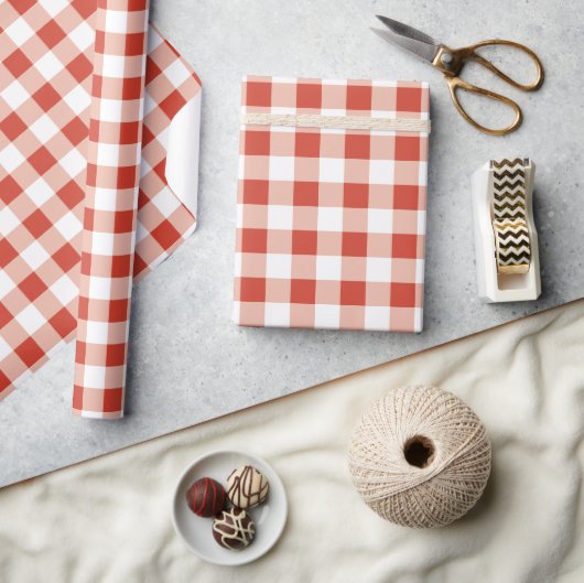 Papier Cadeau Filles En vichy été rouge Anniversaire (Artisanat)